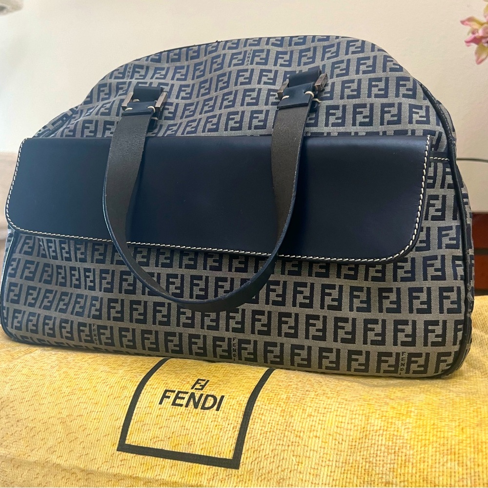 Authentic Fendi Zucchino large gray handbag